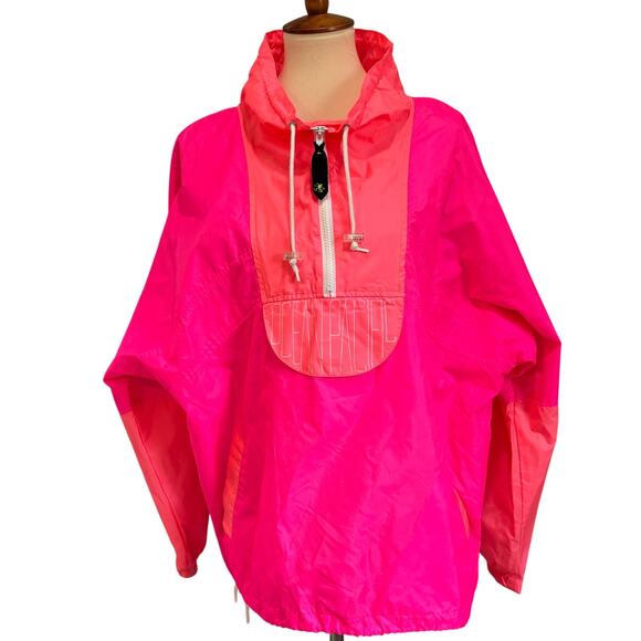 OP Jackets & Blazers - 90s Ocean Pacific OP Neon Pink Windbreaker Pullover Half-Zip Jacket, Size M